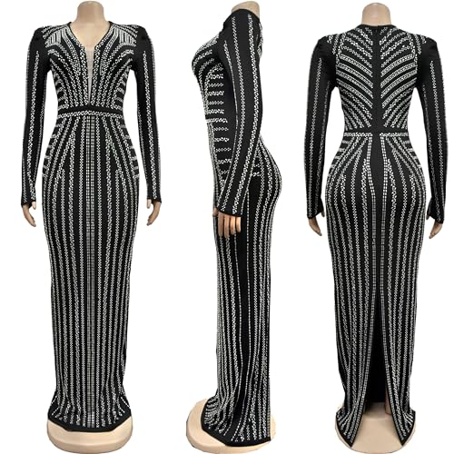 Image of Nagfar Women Rhinestone Sequin Birthday Party Sexy New Year Formal Dress
