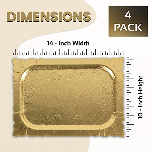 image for Yumchikel Disposable Heavy Duty Gold Trays Paper Cardboard | Rectangul