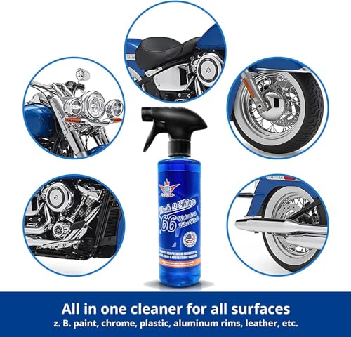 Image of Shinykings Motorcycle Cleaner Wash&Shine 66 | WATERLESS BIke Wash with Ultra Shine Finish | Powerful Motorcycle Detailing Spray for All Surfaces | Bike Cleaner California | 16 fl.oz