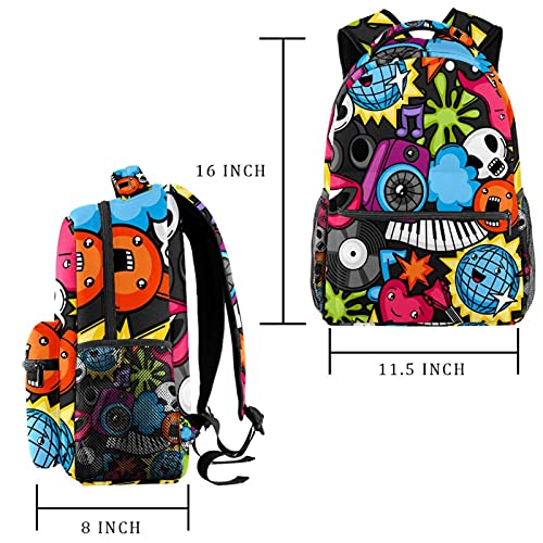 Mochila escolar de música con compartimento acolchado para ordenador portátil 15" 2