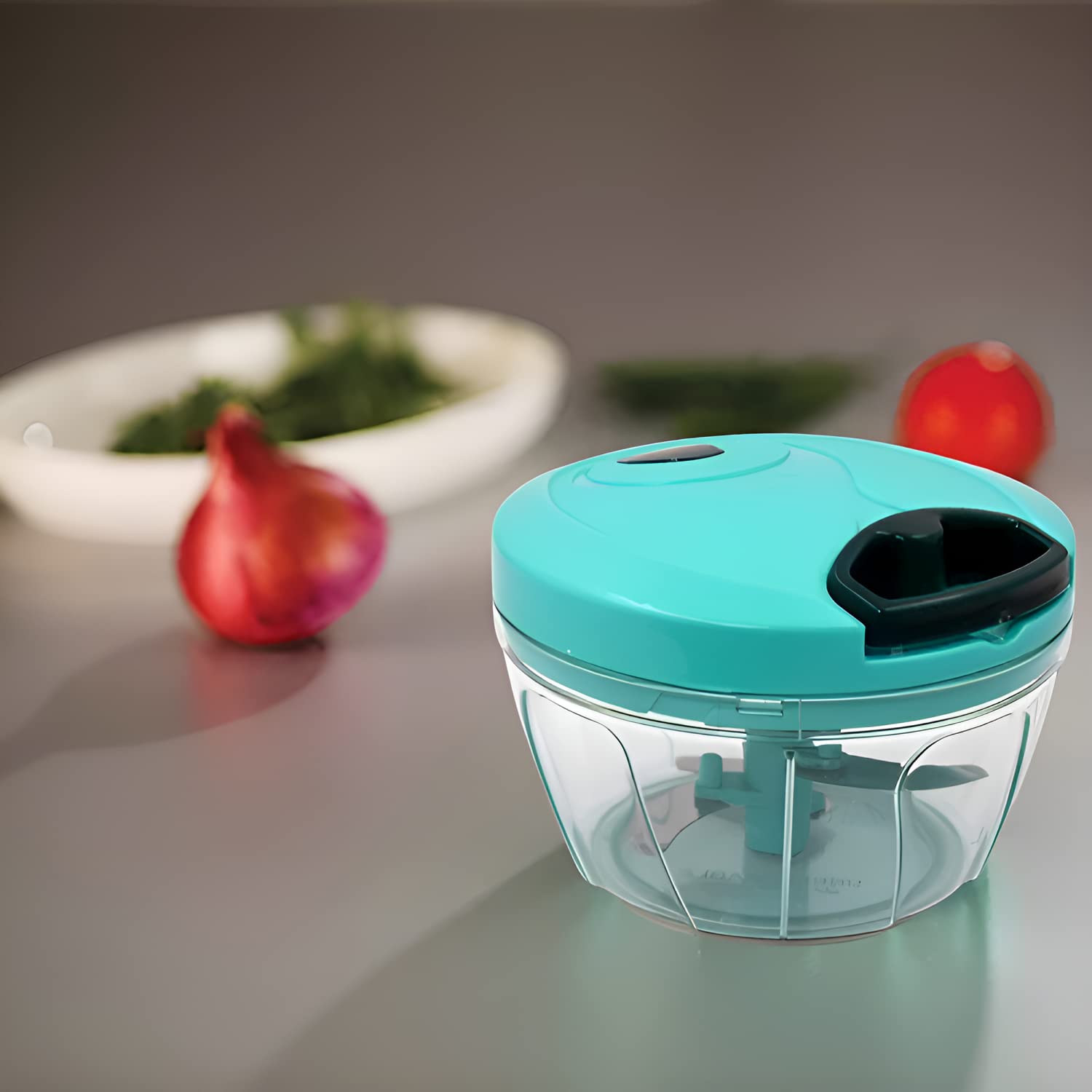 Oblivion Chopper for Kitchen Use 450ml β Green Manual Compact Vegetable Chopper, Onion Cutter with Stainless Steel Blades for Fruits & Veggies, Hand Press Food Chopper for Fast Meal Prep (Pack of 1) 4