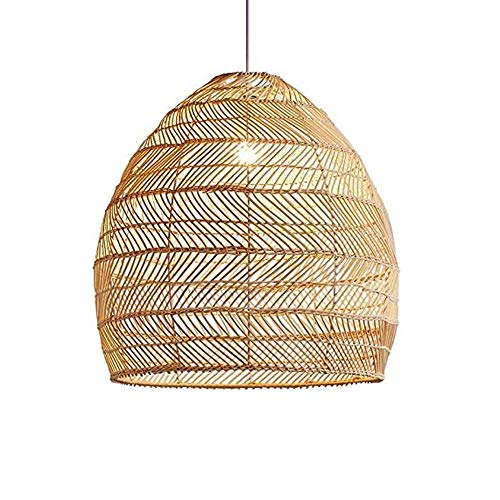 DULG Südostasiatischen Tropical Rattan Lampen-Leuchter Handweb Bambus Rattan Wicker Laterne Deckenpendelleuchte Weinlese hängende Lampenschirme E27 Teahouse Esszimmer Dekor Cafe Restaurant Hanglamp Cover
