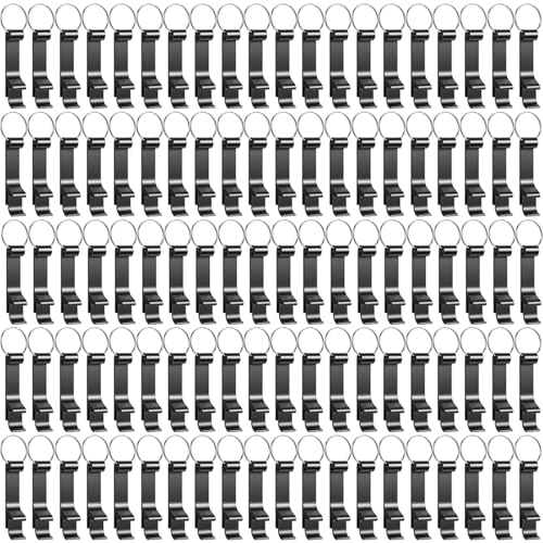 100 Pack Bottle Opener Keychain Bulk Black Metal Pocket Can Opener Key Chain Ring Wine Beer Beverage Heavy Duty Aluminum Bottle Openers Destapadores De Cerveza for Bar Bartender Wedding Party Gifts
