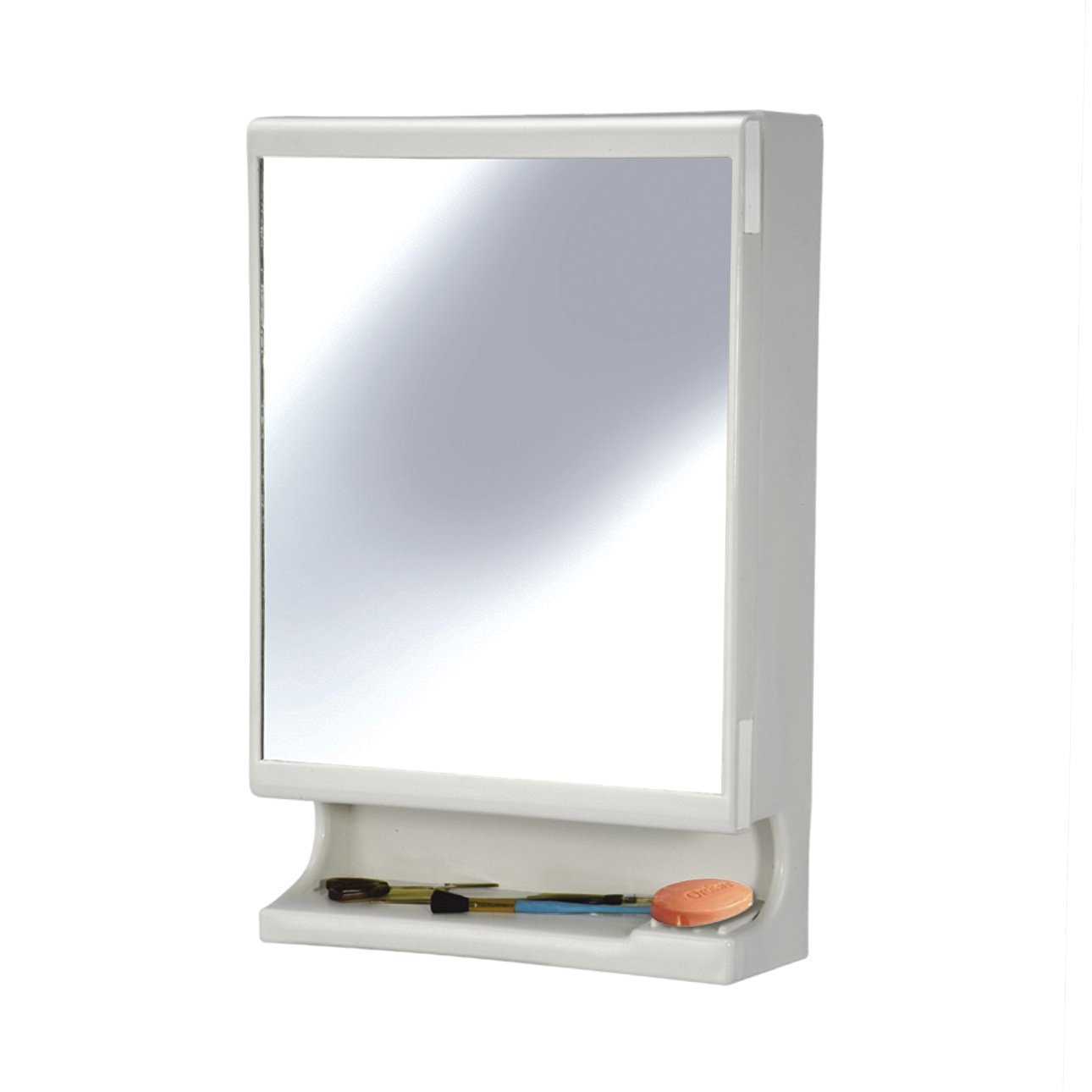 GRAZIA Bathroom Cabinet with Wall Mounting Mirror, Bathroom Shelves | Storage Organiser | Single Door | Storage for Medicine, Makeup, Toiletries 35x13x55cms, 3.5Kg (White) 2