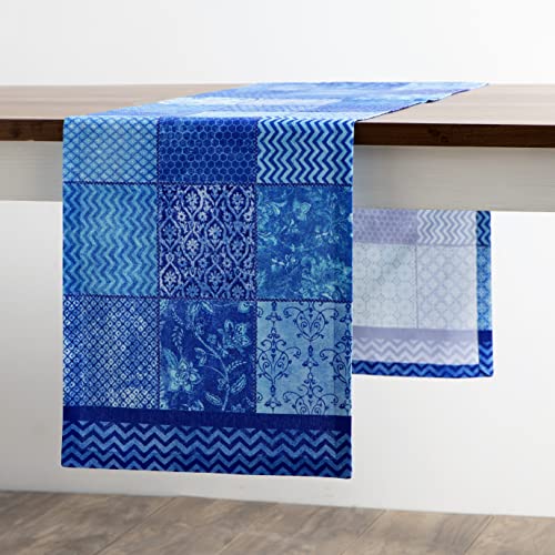 Maison d' Hermine Table runner 100% Cotton Single Layer Table Runners 230 CM long for Home Kitchen Dining Party Wedding Bridal Shower Gifts for Mothers Day (Indigo Love - Image 3