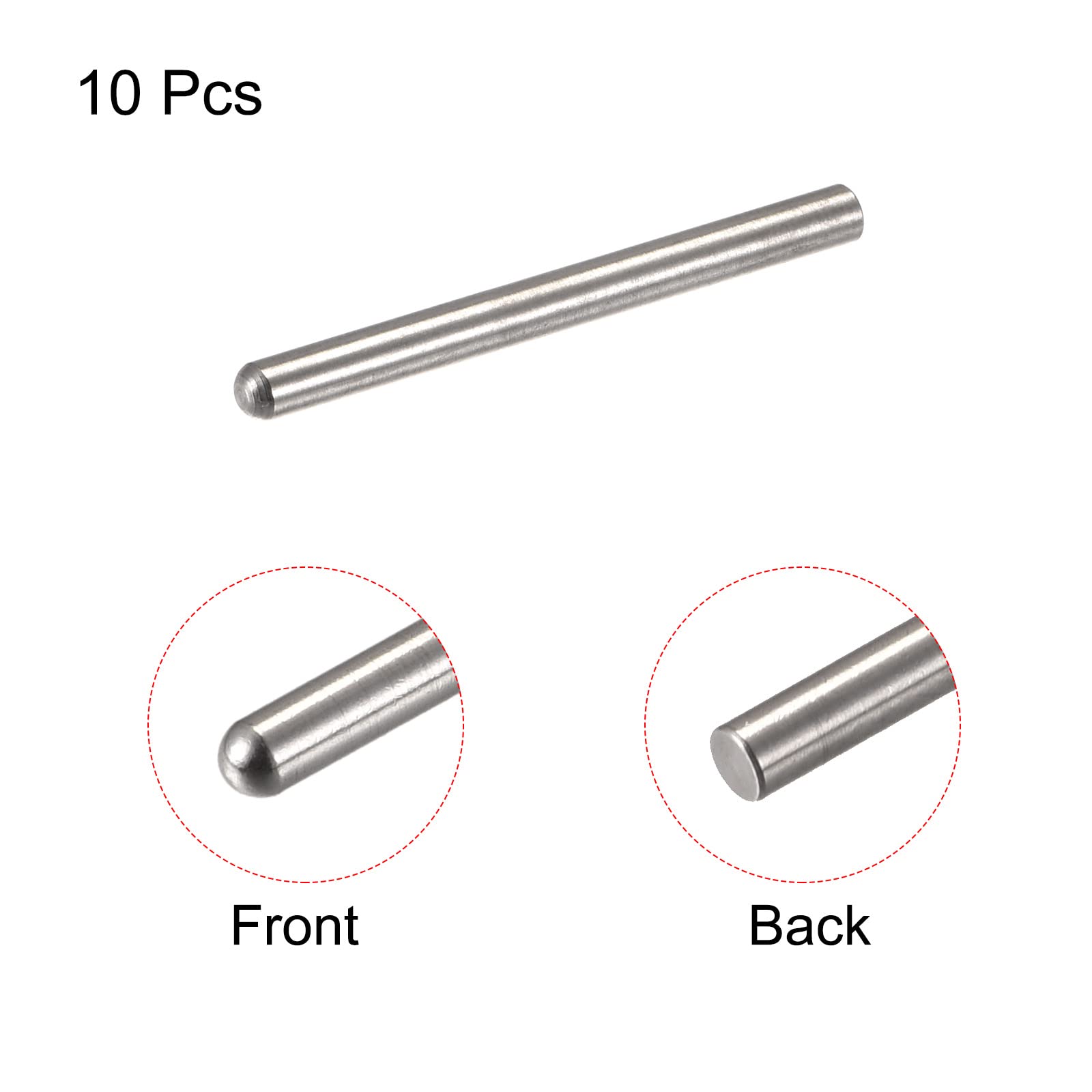 sourcing map 10st. 3x30mm paspoortstiften 304 roestvrij staal ronde kop