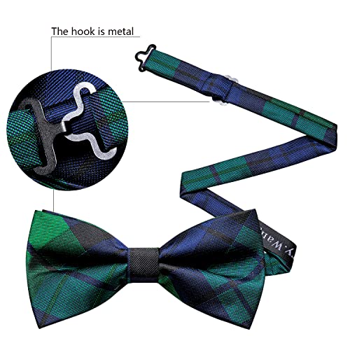 Image of YOHOWA Paisley Striped Men Bow Tie Pre-Tied Formal Adjustable Colorful Bowties Handkerchief Cufflinks Set Wedding Party