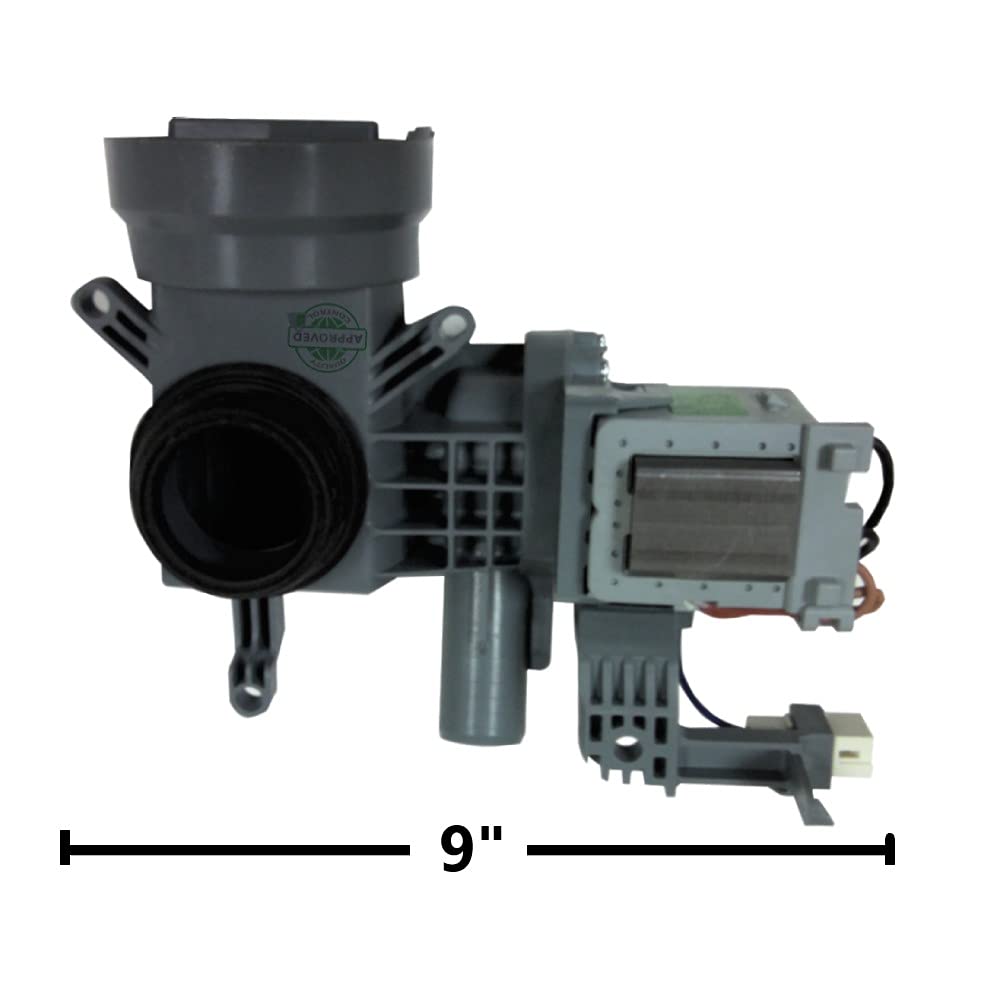 GlobPro WPW10605427 - Bomba de drenaje de agua para lavadora (repuesto y compatible con Whirlpool, Kenm)