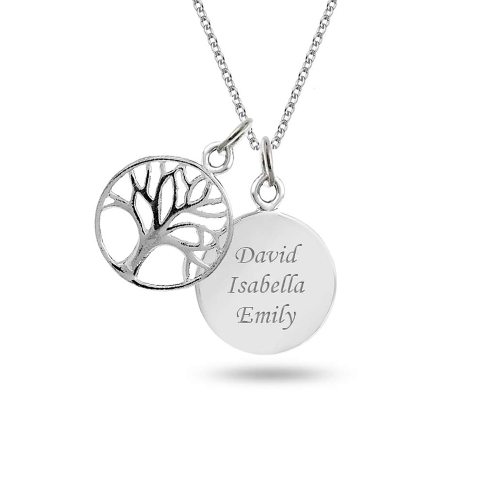 Silver Style Womens Personalized Customized Tree-of-Life with Name and Message Engraved Sterling Silver Pendant Necklace (White) (B08MW7TN7H) Amazon Price History, Amazon Price Tracker