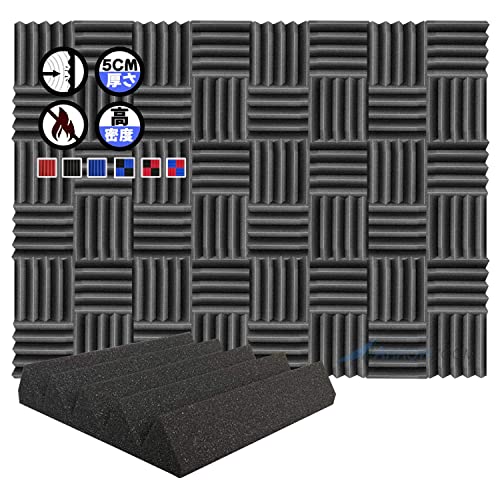 Arrowzoom スーパーダッシュ 新しい 48 ピース 防音 遮音 密度26㎏/m3 作品 吸音材 楽器 緩衝材 防音材 音響泡断熱治療 消音 超強力 騒音 スタジオ 吸音材質 室内装飾 防音対策 250x250x50 mm 縮状態出荷 スタジオレコーディング wedge タイルパネルウェッジサ SD1134 黒