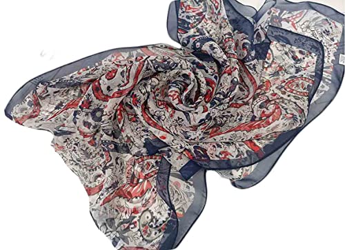 Image of Pokeedioty Scarfs for Women Lightweight Scarves Elegant Floral Pattern Sheer Scarfs Shawls Wraps