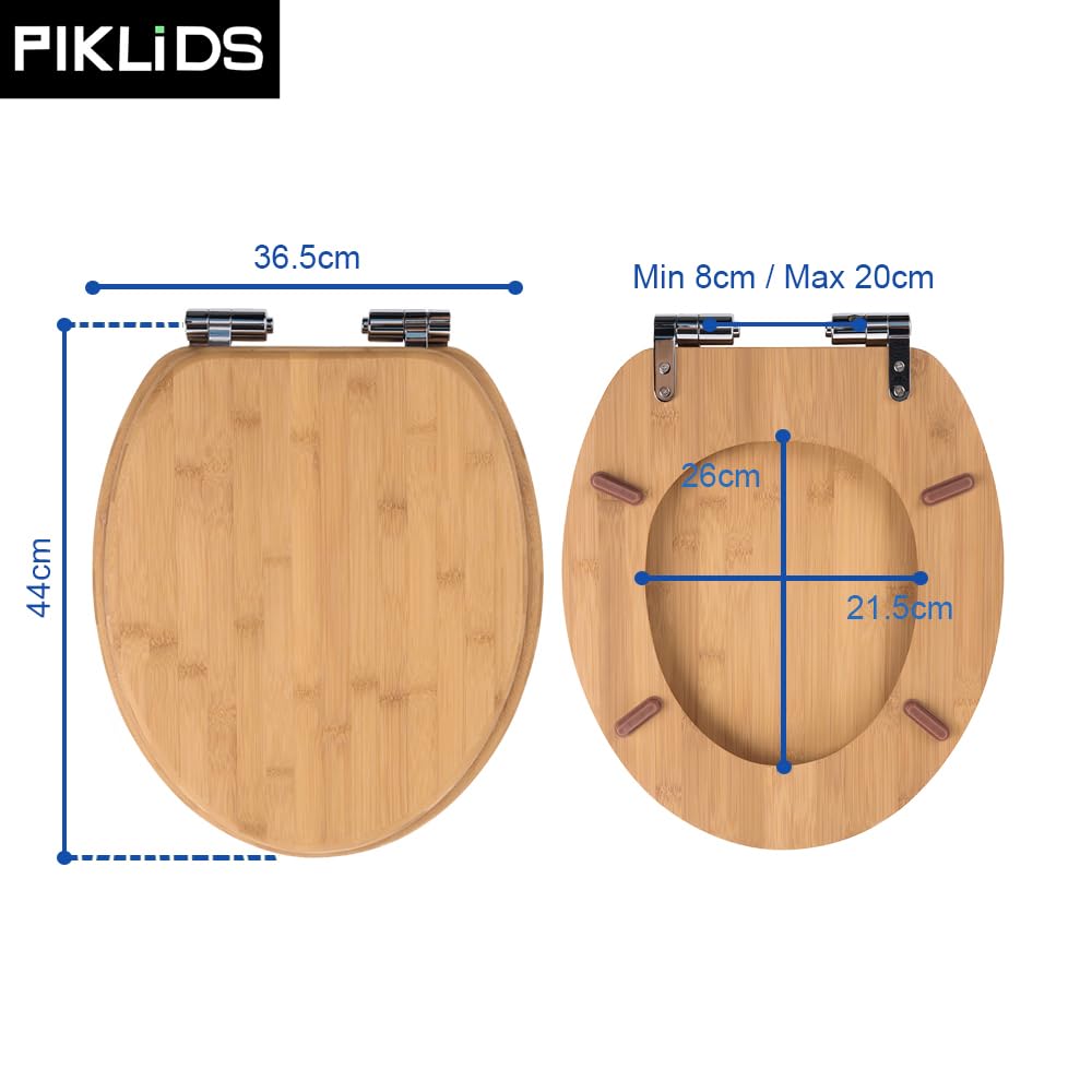 Deska sedesowa z bambusa wolnoopadająca, szybkie zapięcie i Easy-Clean, Soft-Touch PIKLiDS