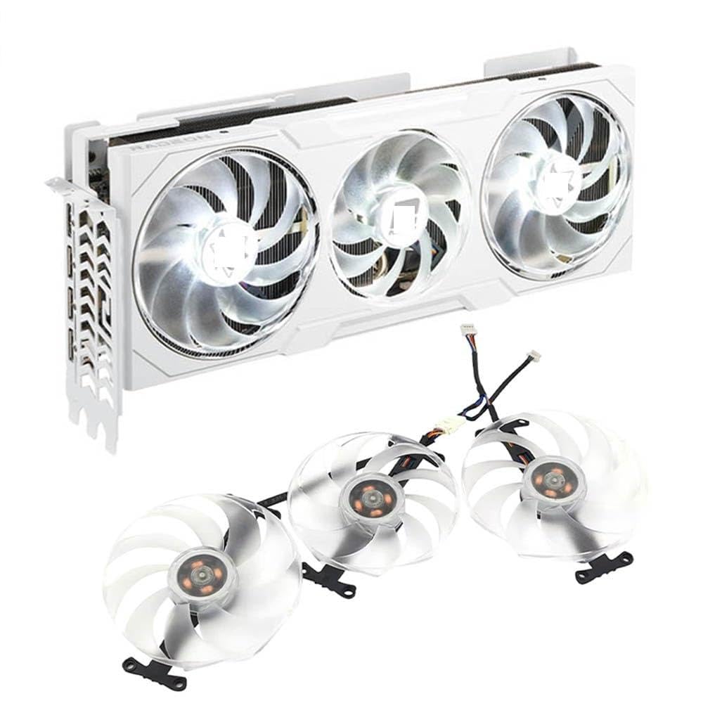 Graphics Card for RX 7900 XTX Hellhound Spectral White Video Card Fan T129215BU RX7900XTX Graphics Card Replacement Fan(Fan - 3PCS)