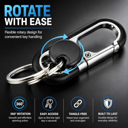 Image of Storite Heavy Duty Metal Carabiner Keychain with Swivel Key Ring, Premium Key Holder for Car, Home & Office Keys