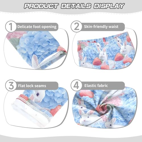 ALAZA Girls' Leggings Children's Yoga Pants Skinny Printed Dance Rabbit Hydrangea Strawberry Comfortable 4T2