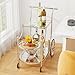 Tangkula Bar Cart, 3-Tier Rolling Home Bar Serving Cart with Mirrored Shelves & 4 Wheels, Mobile Beverage & Wine Cart for Kitchen, Dining Room, Living Room (Silver)