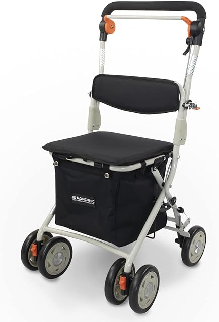 Mobiclinic®, Shopping Trolley with Seat, Mobility Walker, Model Coliseo, Foldable, Rollator, Steel, Trolley with Backrest, Shopping Trolley on Wheels, Bag Removable, Directional Locking