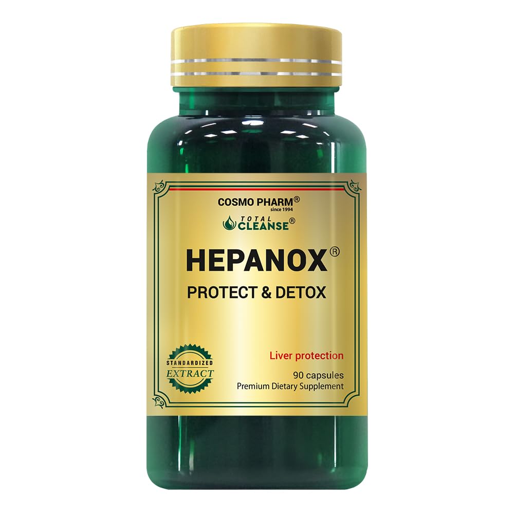 COSMO PHARM HEPANOX – Liver Detox & Support with Milk Thistle (Silymarin 80%) – 90 Capsules – 1/Day – Clean Label: No Gluten, Dairy or Soy