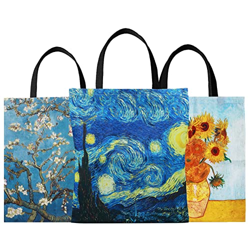 SuyuanArt 3 Pack Aesthetic Cute Van Gogh Tote Bag...