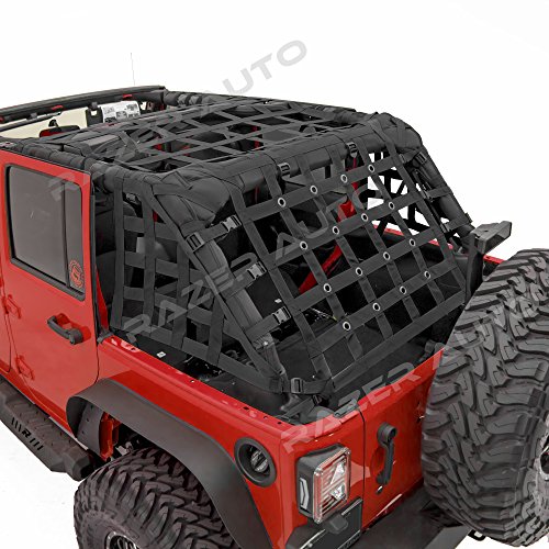 Razer Auto 4 Door Model Only Black Cargo Restraint Net System Trail Cargo Net (Black) for 07-18 Jeep Wrangler JK