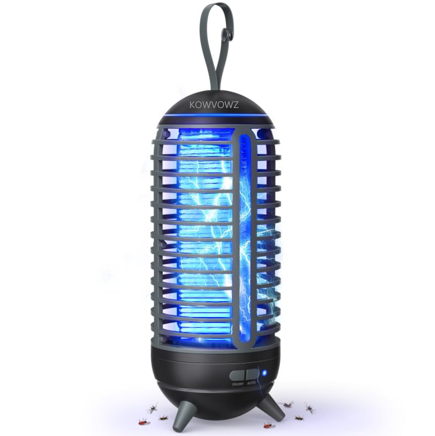 KOWVOWZ Cordless Bug Zapper, Electric Mosquito Bug Killer Lamp, 2500mAh Battery Powered Insect Killer, 2 in 1 Waterproof Mosquito Killer Lamp for Patio Home Backyard Yard Garden