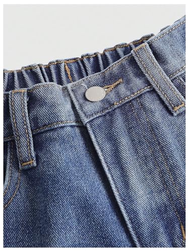 SweatyRocks Girl's Y2K Baggy Jeans Elastic Waist Star Graphic Wide Leg Denim Pants4