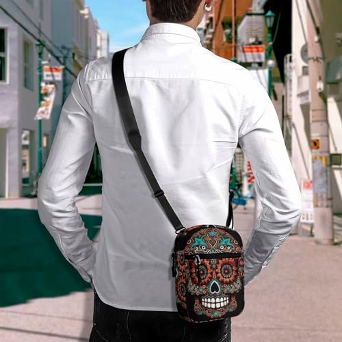 Personalized Small Crossbody Bag Water Resistant Messenger Bags Mini Sugar Skulls Printing SlingBag For Men Women4