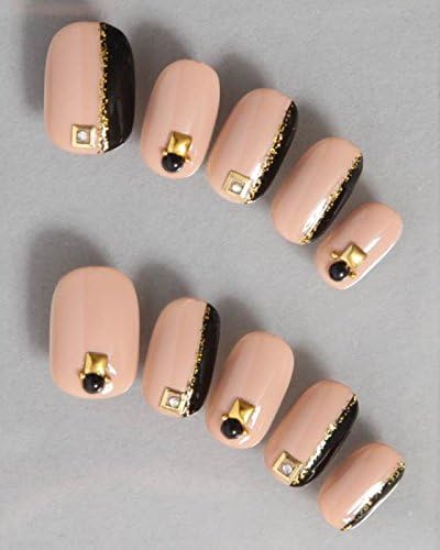 Amazon ゆずネイル ネイルチップ 濃ベージュ ブラック ブロッキング クール 1299 Asr ゆずネイル ネイルチップ 通販