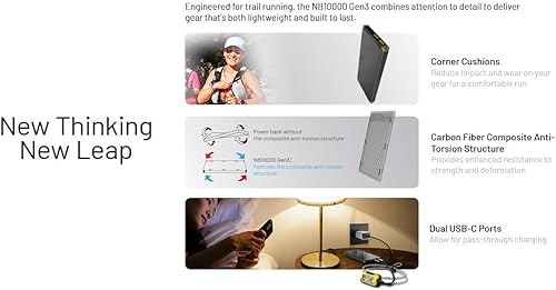 Miniatura 8 de Nitecore NB10000-GEN3 NB10000 GEN III y GEN II 10,000 mAh Ultra ligero de fibra de carbono PowerCharger Combo con cable de carga Eco-Sensa USB-C