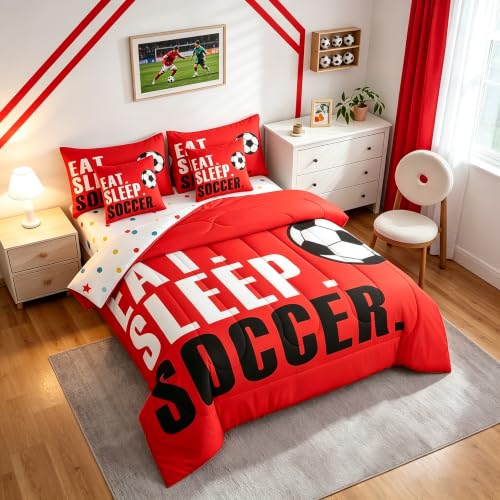 Image of Feelyou Football Comforter Set King Size 7 Piece for Boys Girls Women Men