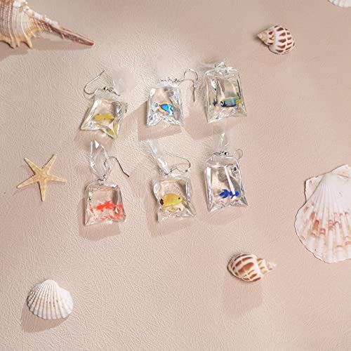 Funny Cute Animal Fish Earrings - Goldfish Water Bag Shape Dangle Hook Colorful Tiny Goldfish Bag Earrings Punk Personalized Charm Accessories Jewelry for Women2