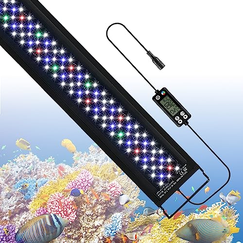 Aquarium Light, 42W 2815lm 120cm 24/7 Full Spectrum LED Fish Tank Light with Timer, DIY Mode Adjustable Brackets Dimmable Planted Aquarium Lights for Freshwater
