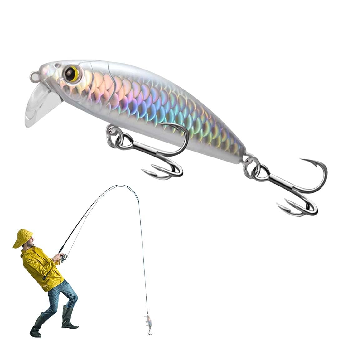 IEBTWN 1 Pieza Señuelos De Pesca Que Se Hunden, Señuelos Pesca, 7.5G Plantillas De Cebos De Pescado Giratorios Duros De Metal Para Perca De Trucha Lucio De Lubina De Salmón