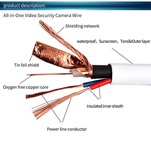 Tainston 4 Pack 200 Feet Bnc Video Power Cable,Bnc Extension Wire Pre-Made All-In-One Video Security Camera Wire With Connectors For Cctv Camera Dvr Surveillance System #TOP4