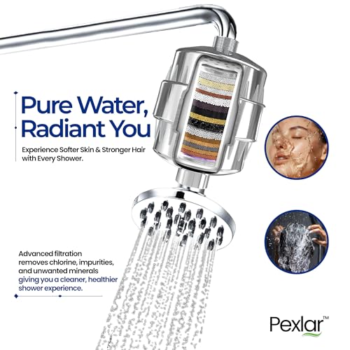 Image of Pexlar Replacement Shower Filter Cartridge for Shower & Tap Filter for Hard Water - Multistage Hard Water Softener