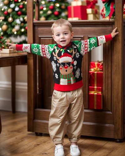 Kids Ugly Christmas Sweater Girls Boys Funny Holiday Pullover Knitwear For Aged 2-8 2 Kids Ugly Christmas Sweater Girls Boys Funny Holiday Pullover Knitwear For Aged 2-8 - Image 3