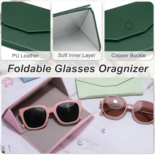 Image of PATIKIL Foldable Glasses Case, Triangle Magnetic Sunglasses Organizer Case PU Leather Hard Eyeglass Case for Women (2 Pcs)