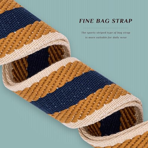 Image of chushui Woven Stripe Purse Straps,Replacement Crossbody Wide Shoulder Adjustable Strap for Bag Handbags,Blue and Brown and Khaki