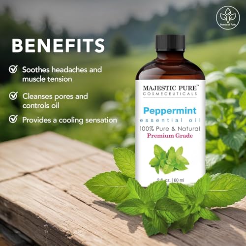 Image of Majestic Pure Peppermint Essential Oil for Diffuser - 2 Fl Oz