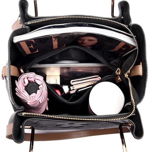 Women's Top Handle Handbags Leather Tote Bag for Women Trendy Bucket Bag Floral Embossed Shoulder Satchel Purses4