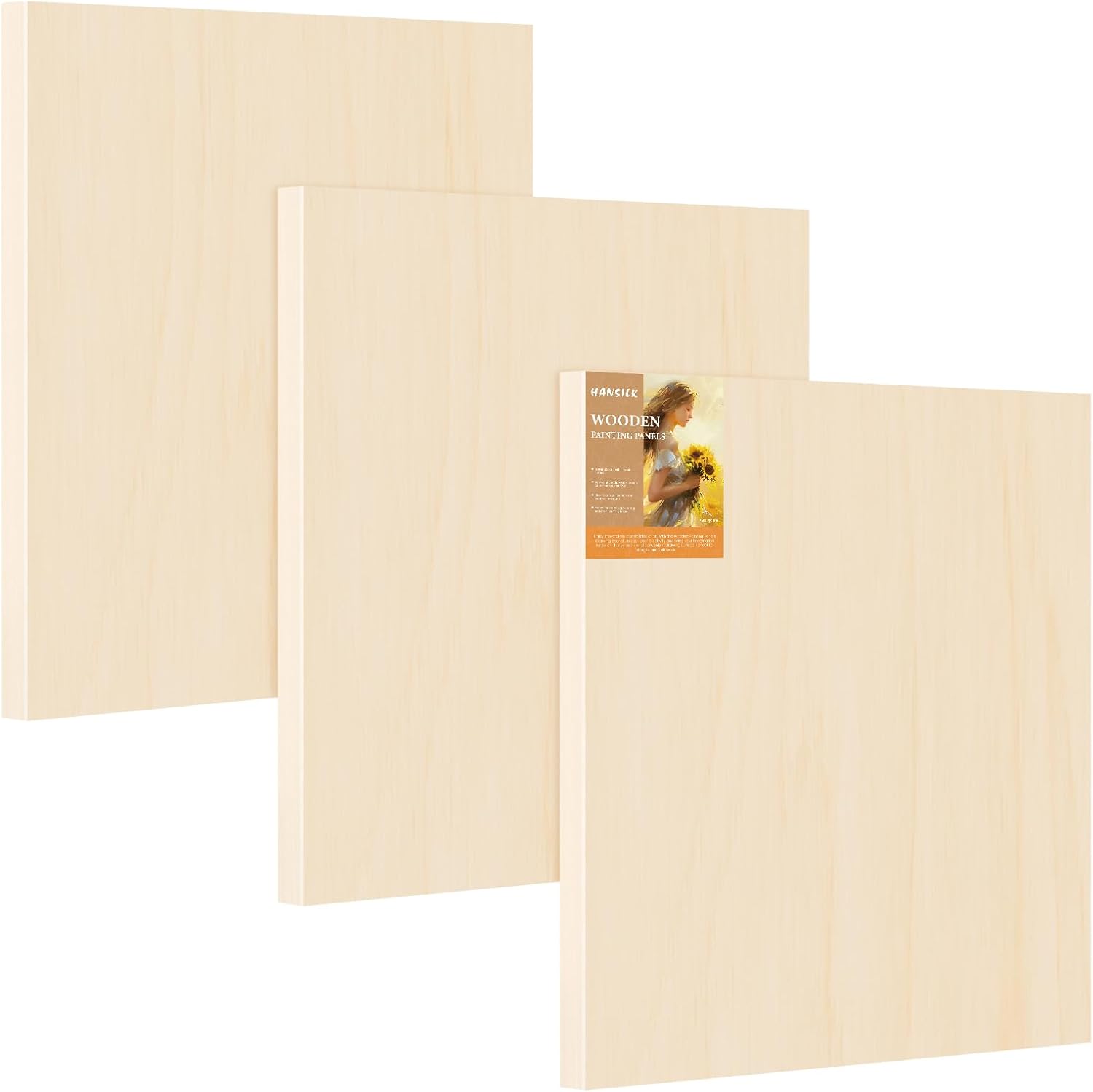 HANSILK Wood Art Boards - 16x16 Wood Canvas Panels Kit for Acrylic Pouring, Oil & Acrylic Painting, DIY Crafts - Premium Unfinished Wood Canvas Boards -2 Pack Studio Boards for Artists & Hobbyists 16*16-2
