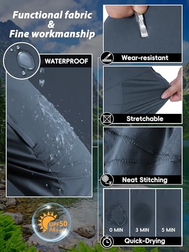 Image of Mens Hiking Pants Lightweight Cargo Work Tactical Nylon Stretch Waterproof Quick Dry Fishing Travel Outdoor 6 Pockets