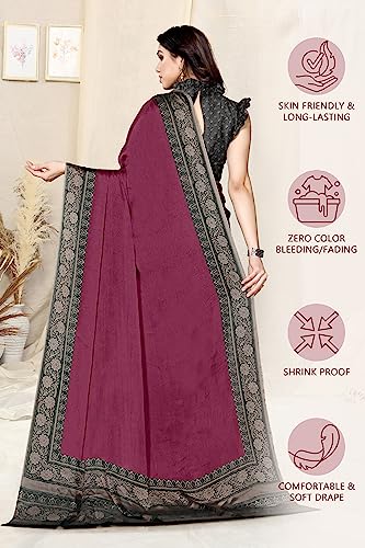 Image of MIRCHI FASHION Women Saree Ethnic Motif Print Chiffon | Breathable Lightweight Plain Weave Sari for Office and Daily Use (Available in 20 Designs)