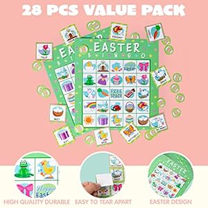JOYIN 28 Players Easter Bingo Cards (5x5) for Easter Party Goodies Games, Kids School Classroom Gift, Indoor Family Activities, Basket Filler Stuffers JOYIN 28 Players Easter Bingo Cards 5×5 for Easter Party Goodies Games Kids School Classroom Gift Indoor Family Activities Basket Filler Stuffers