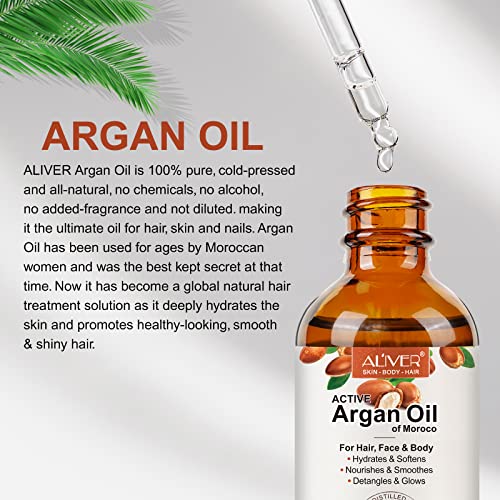 Arganöl Haare Kaltgepresst, Argan Oil Für Gesicht, Haut & Haare 60ml - Argan öl ohne Zusätze mit Pipette