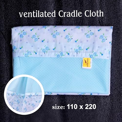 Image of Polycotton New Born Baby Ventilated Cradle Cloth /Jhula /Jhoola /Hanging Swing /Cradle Cloth (Blue)
