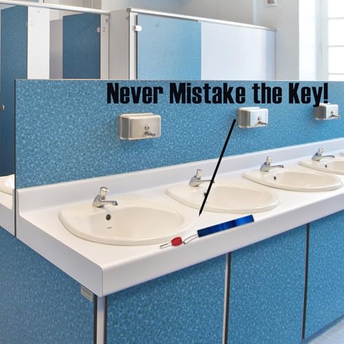 Image of 8 Pcs Commercial Grade Large Keychain Big Heavy Duty Bathroom Key Chain for Business Restroom to Not Lose Keys Giant Metal Long Keychain (8, Blue)