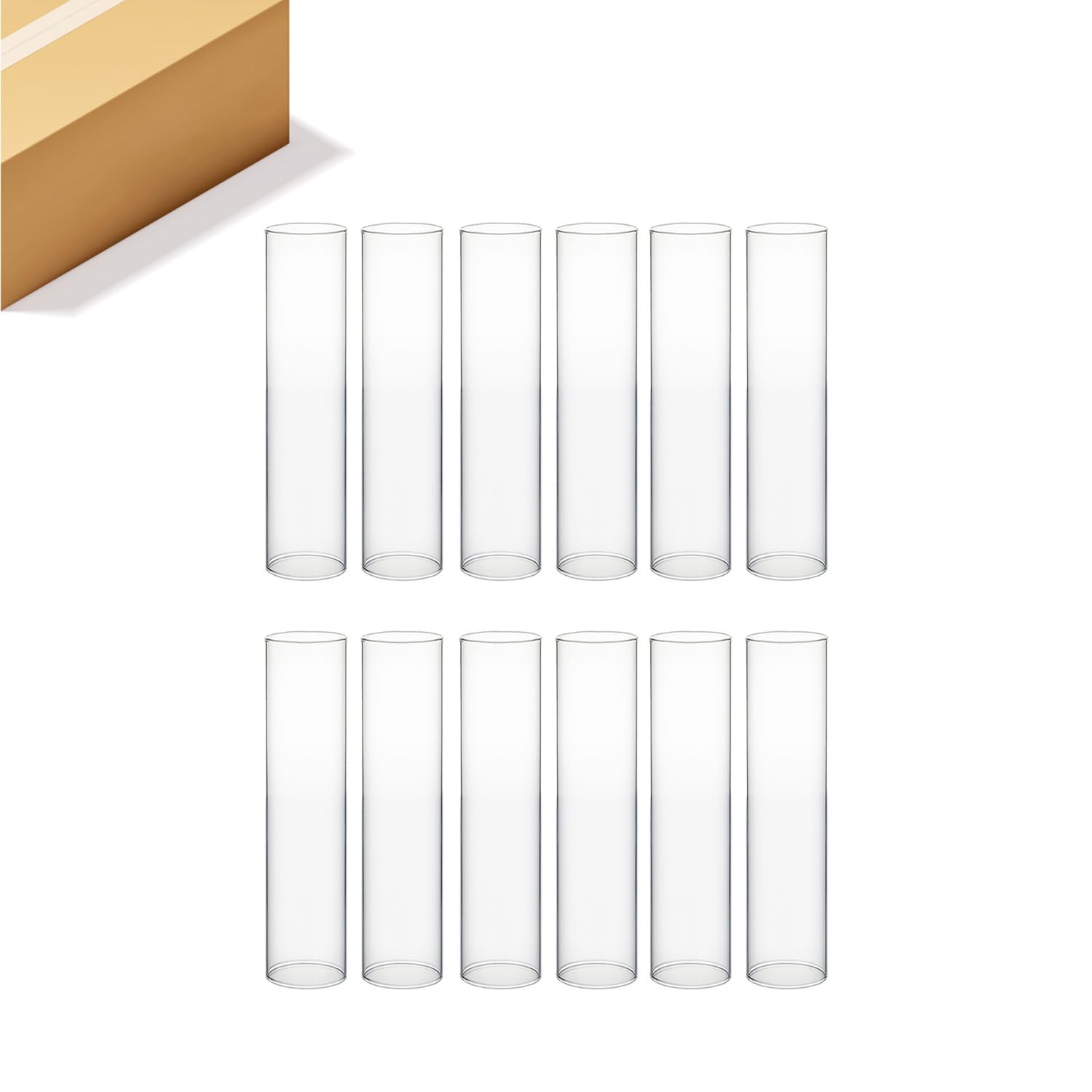 WGVI Hurricane Candle Holder Sleeve, Wide 2.5", Height 14", Clear Glass Cylinder Candleholder, Chimney Tube, Open Ended Candle Shade, 12 Pieces Bulk