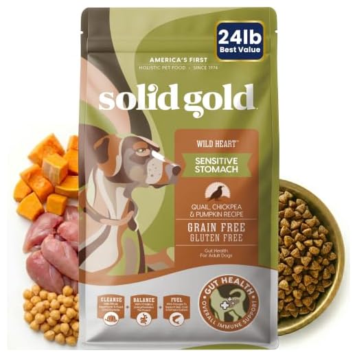 Solid Gold Sensitive Stomach Dog Food for Adult & Senior Dogs - Grain Free Healthy Dog Food w/Real Quail, Pumpkin, Fiber & Probiotics for Gut Health & Digestion - Kibble for Sensitive Stomachs - 24LB