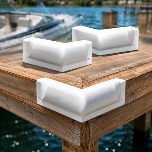 DaisyInner 2 Pack Boat Bumper Pontoon Corner Bumper Marine Corner Dock Fender Guard Boat Accessories White Soft UV Resistant Marine Grade Vinyl 9 x 9 x 5 Inches